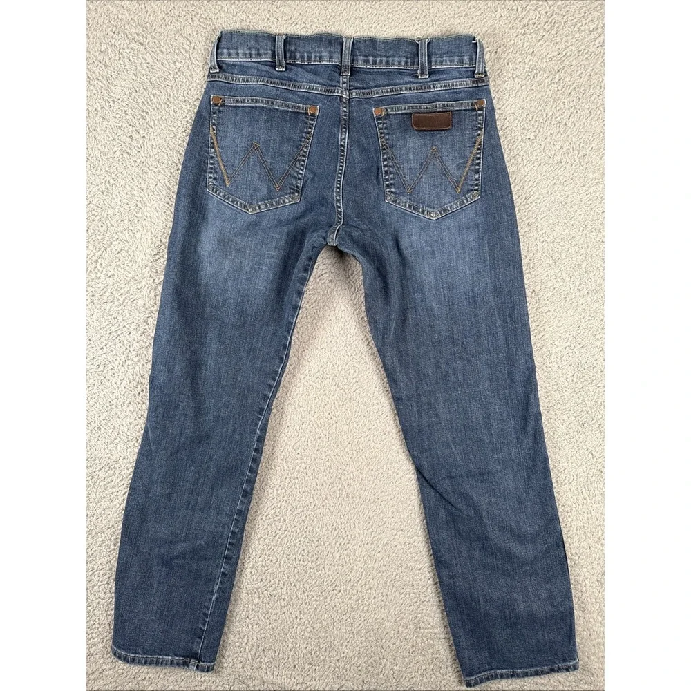 Wrangler Retro Jeans Mens‎ 30x30 (32x30) Blue Slim Straight Denim Distressed